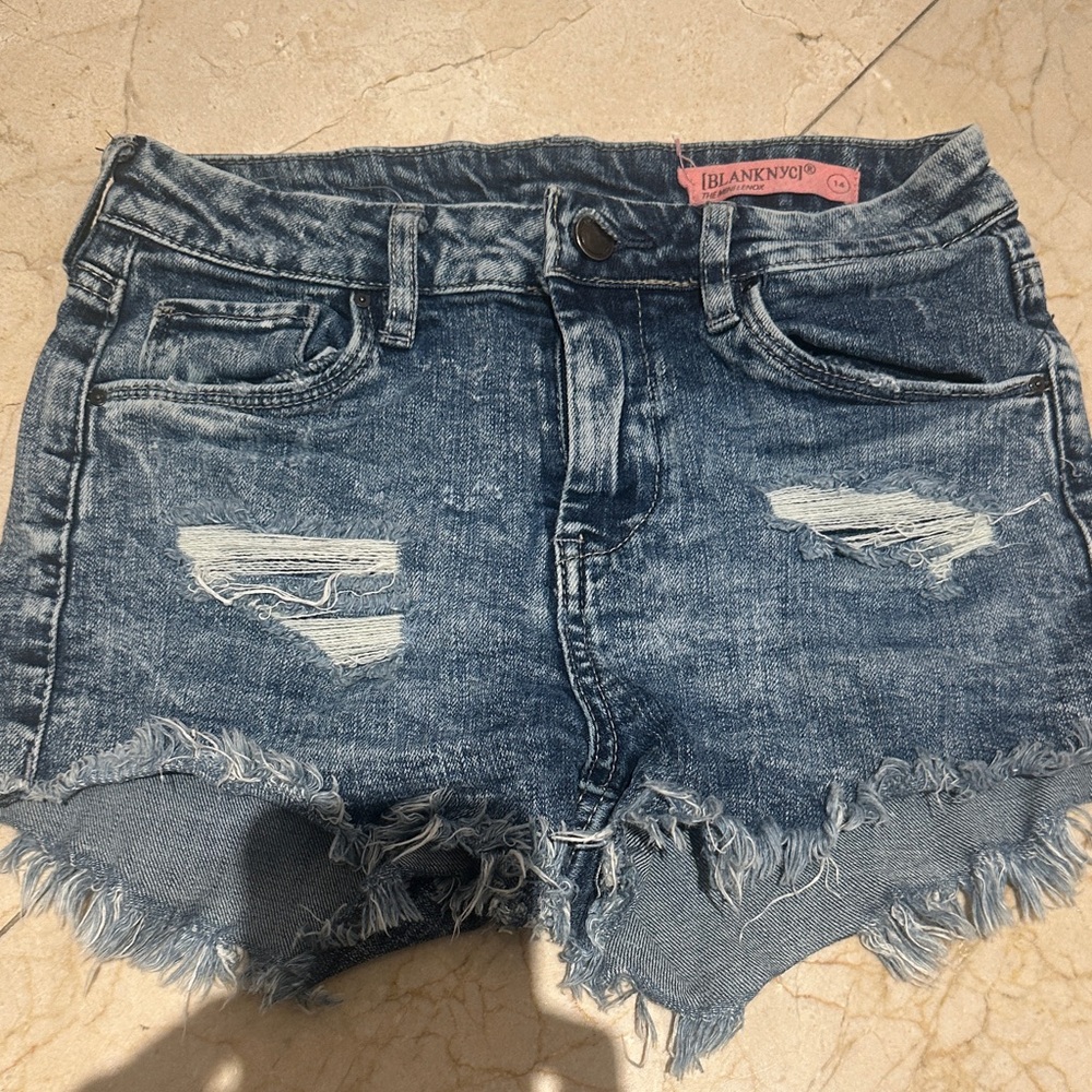 Blank NYC Women's Frayed Jean Shorts - Blue